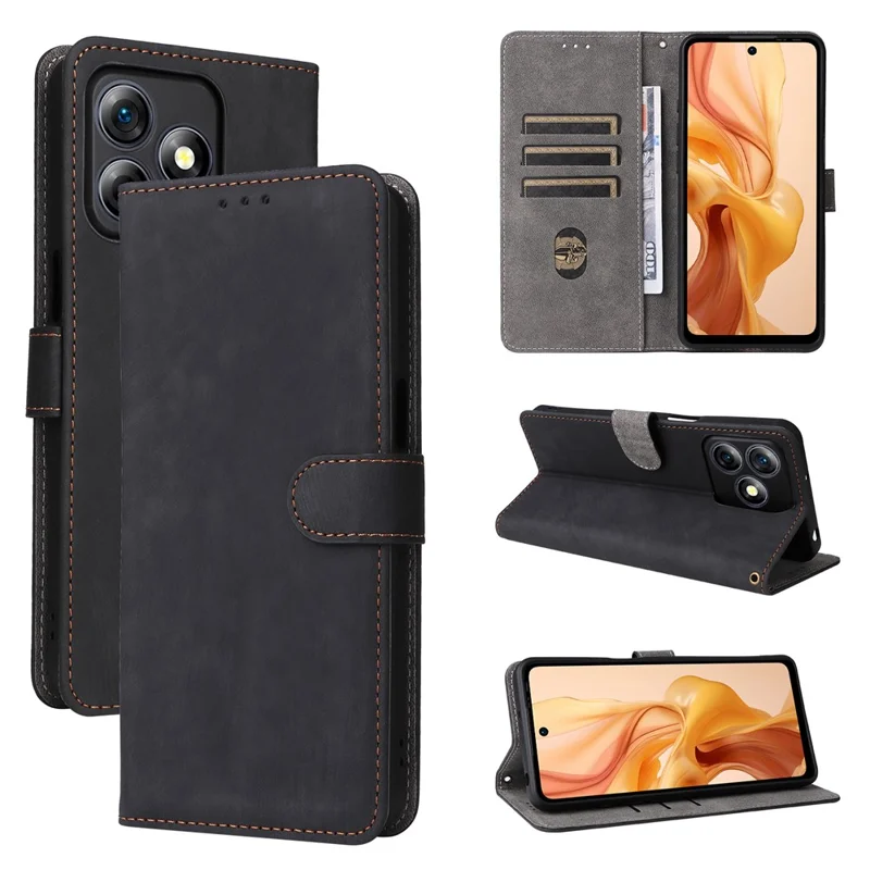 Funda de cuero con bloqueo RFID para Ulefone Note 18 Ultra, funda de cartera para teléfono con correa - Negro