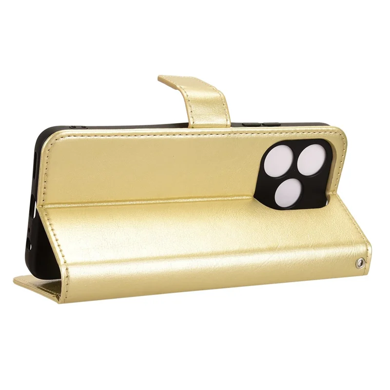 For Oukitel C51 Leather Phone Case Wallet Crazy Horse Texture - Gold