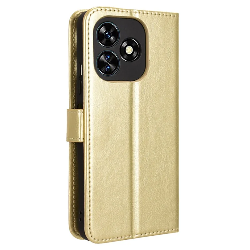 For Oukitel C51 Leather Phone Case Wallet Crazy Horse Texture - Gold