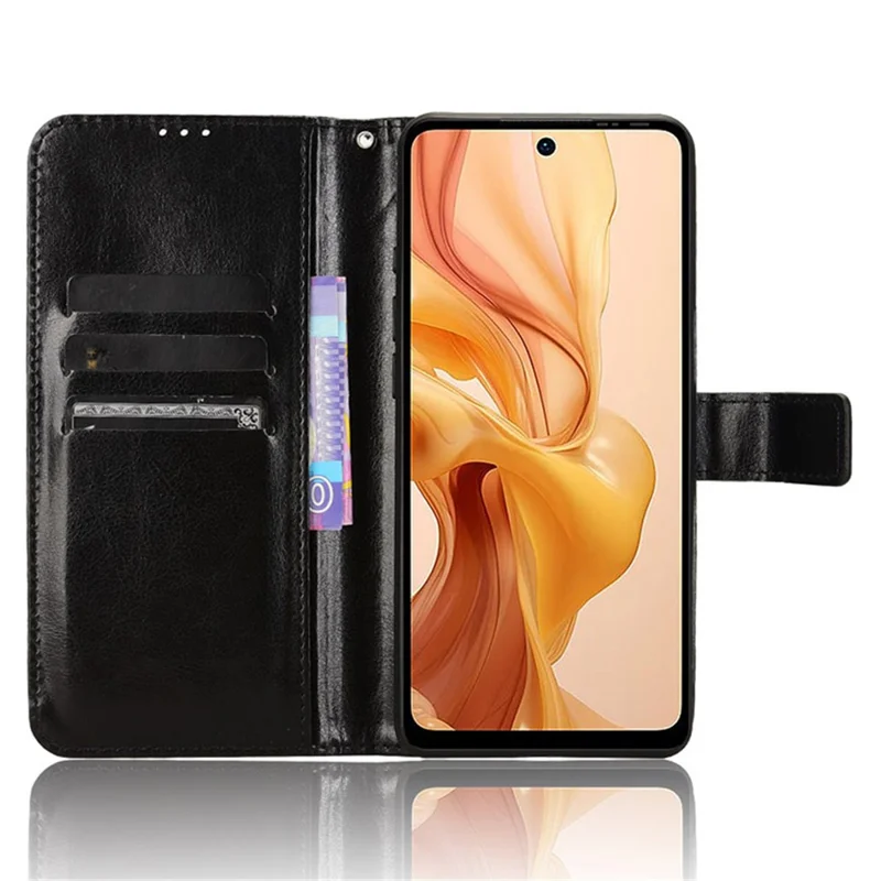 For Ulefone Note 18 Ultra Leather Phone Case Wallet Crazy Horse Texture - Black