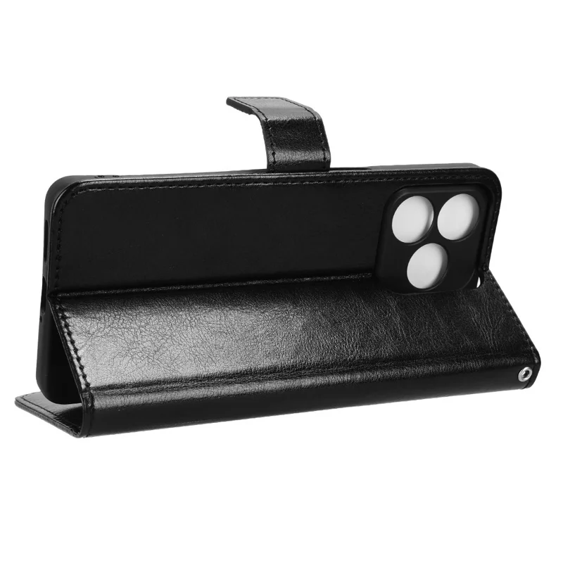 For Ulefone Note 18 Ultra Leather Phone Case Wallet Crazy Horse Texture - Black