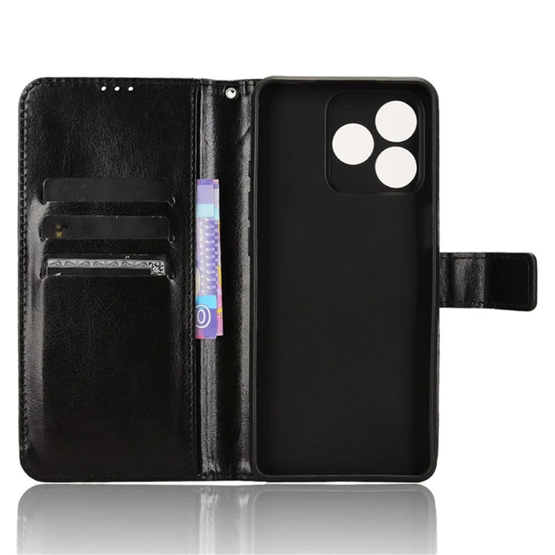 For Ulefone Note 18 Ultra Leather Phone Case Wallet Crazy Horse Texture - Black