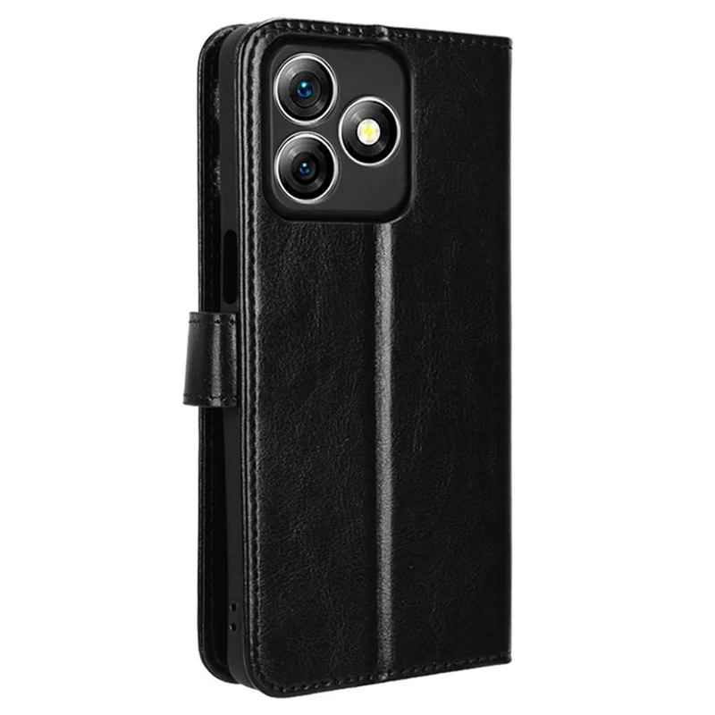 For Ulefone Note 18 Ultra Leather Phone Case Wallet Crazy Horse Texture - Black