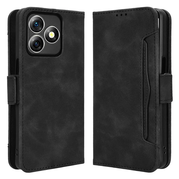 For Ulefone Note 18 Ultra Case Multiple Card Slots Leather Stand Phone Cover - Black