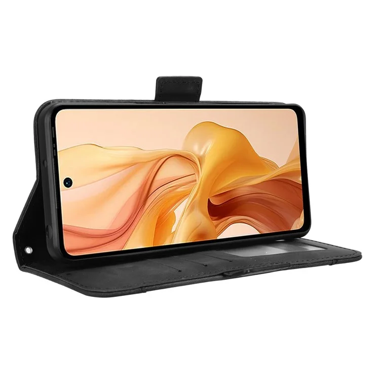 For Ulefone Note 18 Ultra Case Multiple Card Slots Leather Stand Phone Cover - Black