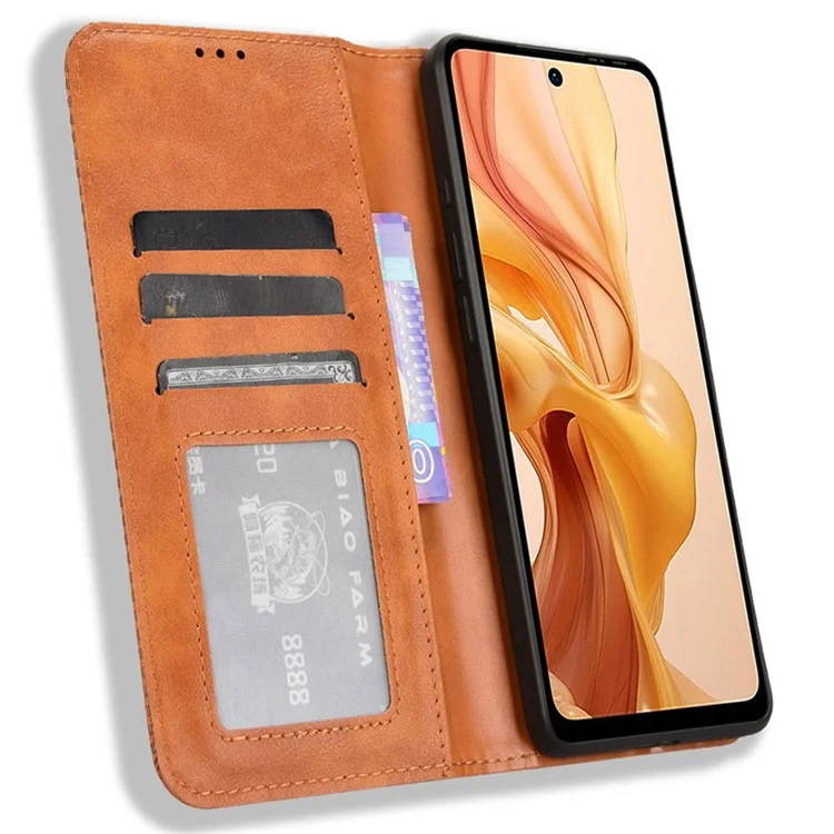 For Ulefone Note 18 Ultra Case Retro PU Leather Wallet Phone Cover Stand - Brown