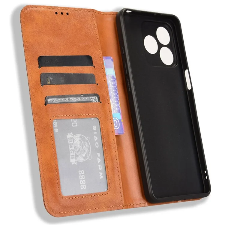 For Ulefone Note 18 Ultra Case Retro PU Leather Wallet Phone Cover Stand - Brown