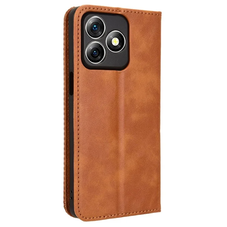 For Ulefone Note 18 Ultra Case Retro PU Leather Wallet Phone Cover Stand - Brown