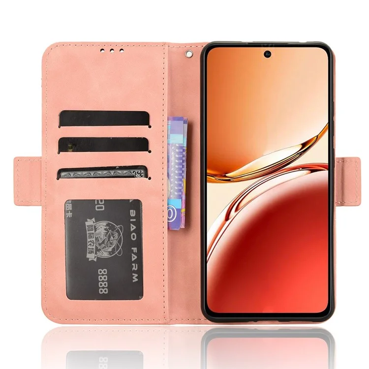 Для Oppo Reno12 F 5G / Oppo F27 5G Чехол с несколькими слотами для карт, кожаная подставка для телефона - розовый