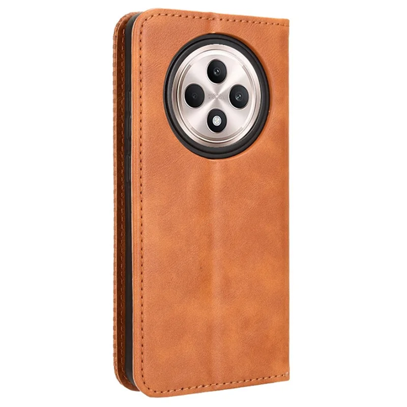 Pour OPPO Reno12 F 5G / Oppo F27 5G Étui Rétro en Cuir PU Portefeuille Housse de Téléphone Support - Marron