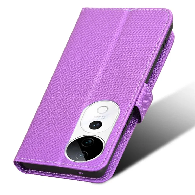 Para vivo S19 Pro 5G / V40 5G Capa Caso PU Leather Diamond Texture Protective Phone Cover - Roxo