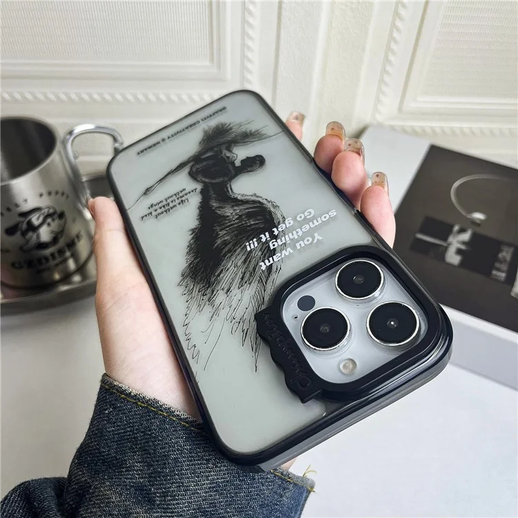 Para iPhone 13 Pro Max Case Pattern Design PC + TPU Phone Cover Curly Lens Frame Shape - Sketching Wings