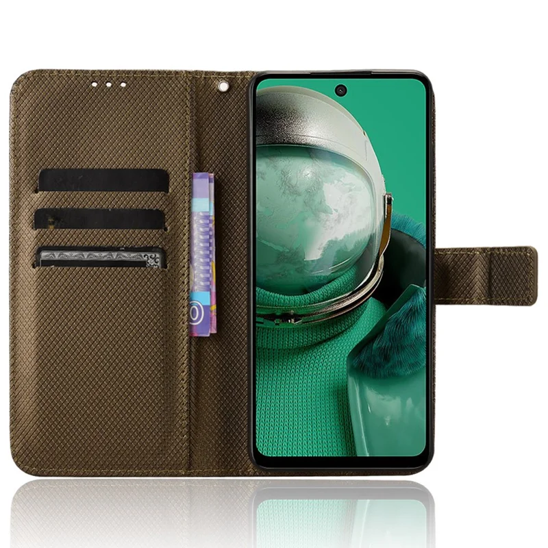 For HMD Pulse  /  Pulse Pro  /  Pulse+ Case PU Leather Diamond Texture Protective Phone Cover - Brown