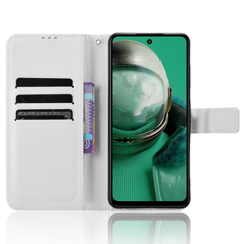 For HMD Pulse  /  Pulse Pro  /  Pulse+ Case PU Leather Diamond Texture Protective Phone Cover - White