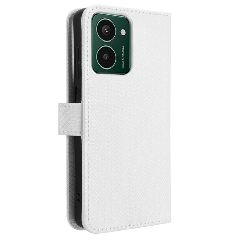 For HMD Pulse  /  Pulse Pro  /  Pulse+ Case PU Leather Diamond Texture Protective Phone Cover - White