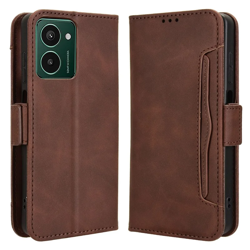 Pour HMD Pulse / Pulse Pro / Pulse+ Étui Slots de Carte Multiples Support en Cuir Couverture de Téléphone - Marron