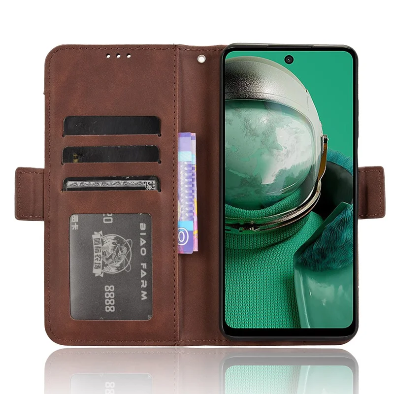 Pour HMD Pulse / Pulse Pro / Pulse+ Étui Slots de Carte Multiples Support en Cuir Couverture de Téléphone - Marron