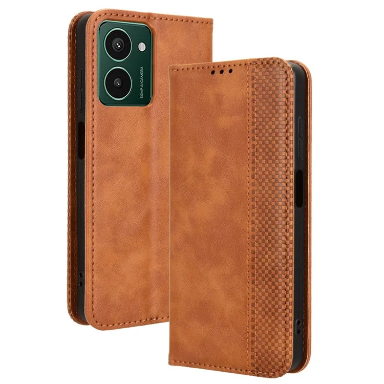 Для HMD Pulse / Pulse Pro / Pulse+ Case Retro PU Leather Wallet Phone Cover Stand - коричневый