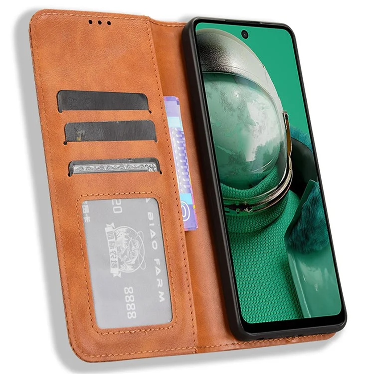 Для HMD Pulse / Pulse Pro / Pulse+ Case Retro PU Leather Wallet Phone Cover Stand - коричневый