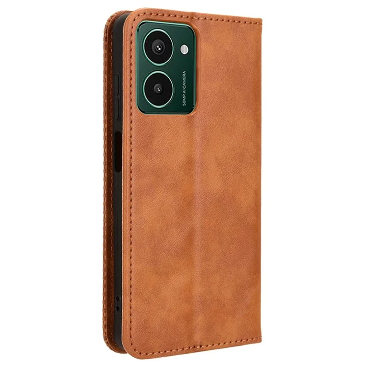 Для HMD Pulse / Pulse Pro / Pulse+ Case Retro PU Leather Wallet Phone Cover Stand - коричневый