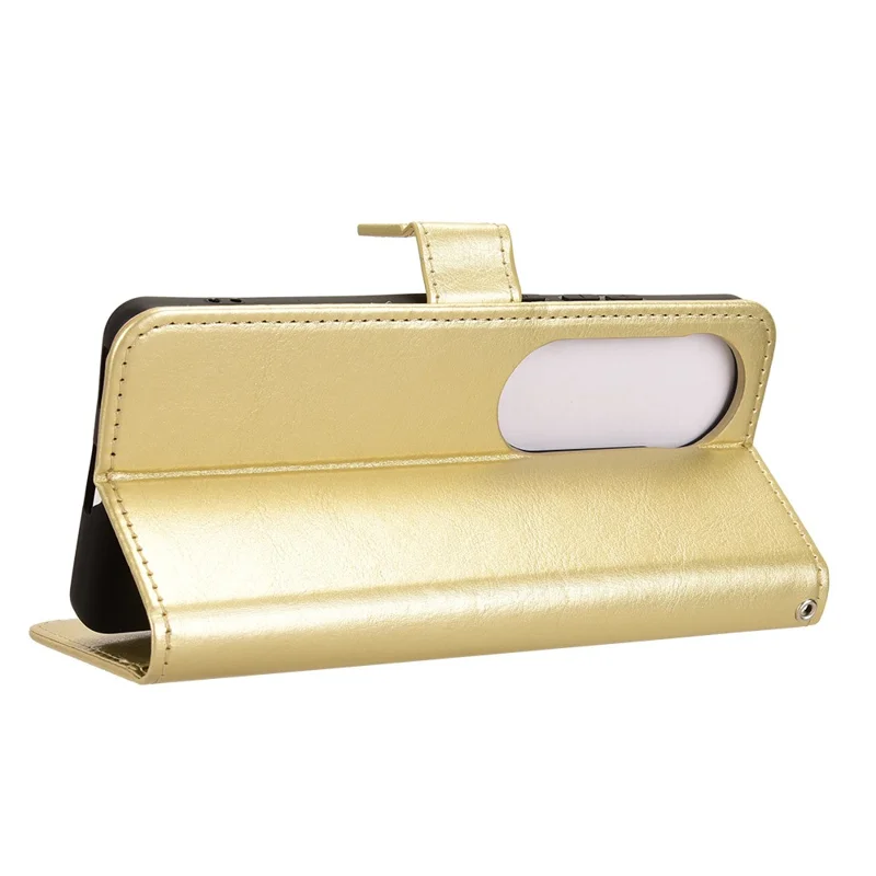 Para vivo S19 5G Leather Phone Case Wallet Crazy Horse Texture - Ouro