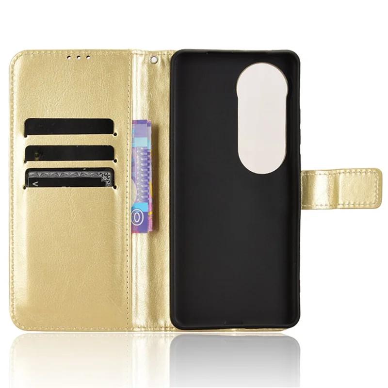 Para vivo S19 5G Leather Phone Case Wallet Crazy Horse Texture - Ouro