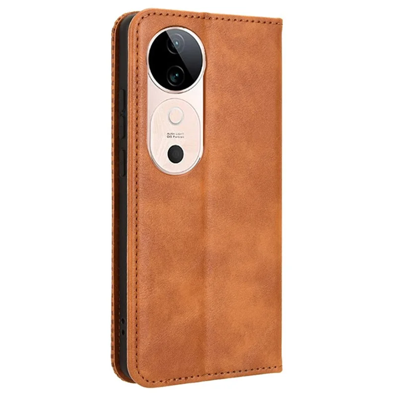 Per vivo S19 5G Case Retro Pelle PU Portafoglio Cover per Telefono Stand - Marrone