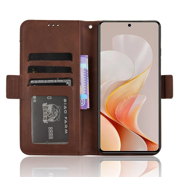 Для чехла vivo S19 5G Multiple Card Slots Leather Stand Phone Cover - Brown