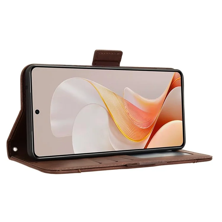 Для чехла vivo S19 5G Multiple Card Slots Leather Stand Phone Cover - Brown