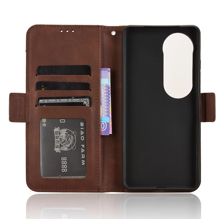 Для чехла vivo S19 5G Multiple Card Slots Leather Stand Phone Cover - Brown