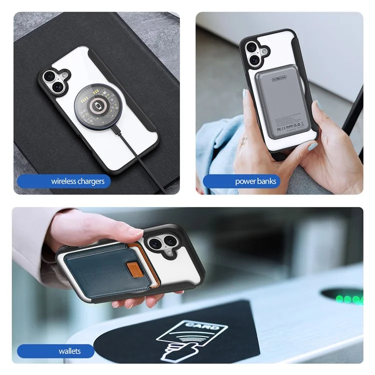DUX DUCIS Skin X Pro for iPhone 16 Magnetic Case Card Slot PU Leather Flip Phone Cover - Black