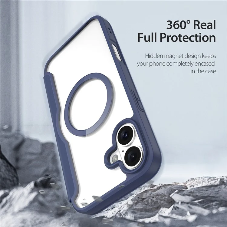 DUX DUCIS Skin X Pro for iPhone 16 Plus Case Compatible with MagSafe Card Slot Leather Cover - Blue