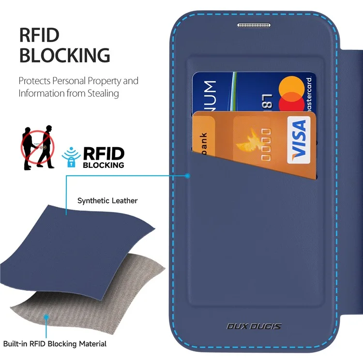 DUX DUCIS Skin X Pro for iPhone 16 Plus Case Compatible with MagSafe Card Slot Leather Cover - Blue