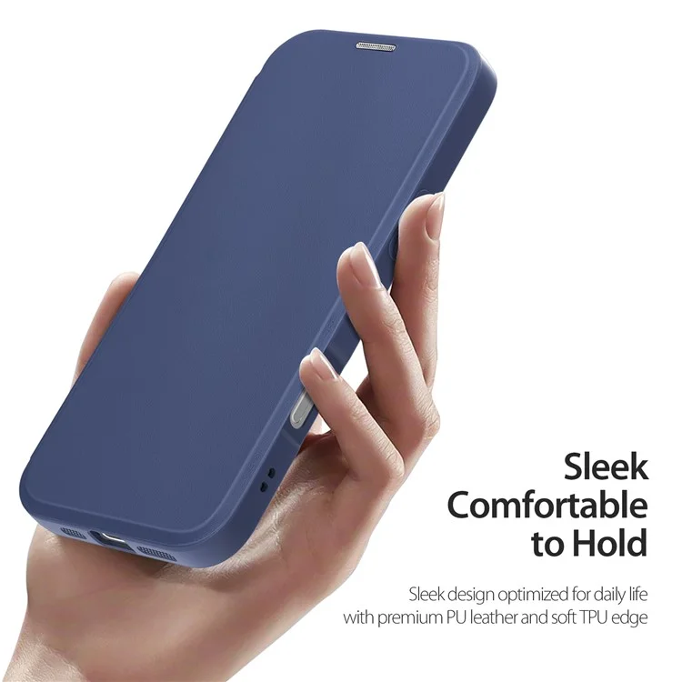 DUX DUCIS Skin X Pro for iPhone 16 Plus Case Compatible with MagSafe Card Slot Leather Cover - Blue