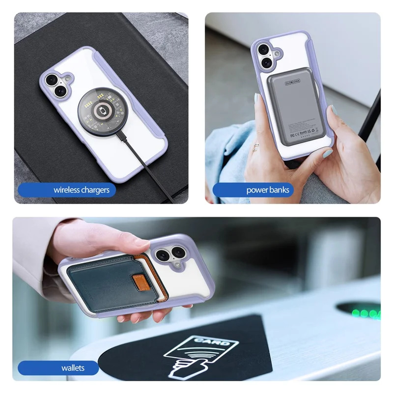 DUX DUCIS Skin X Pro for iPhone 16 Plus Case Compatible with MagSafe Card Slot Leather Cover - Purple