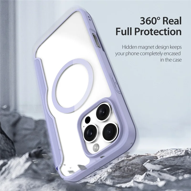 DUX DUCIS Skin X Pro for iPhone 16 Pro Leather Case Compatible with MagSafe Card Holder Phone Cover - Purple