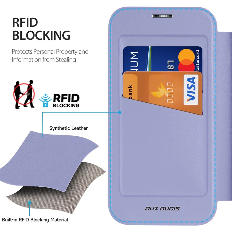 DUX DUCIS Skin X Pro for iPhone 16 Pro Leather Case Compatible with MagSafe Card Holder Phone Cover - Purple