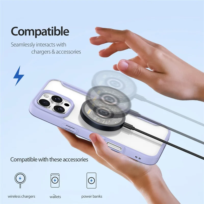 DUX DUCIS Skin X Pro for iPhone 16 Pro Leather Case Compatible with MagSafe Card Holder Phone Cover - Purple