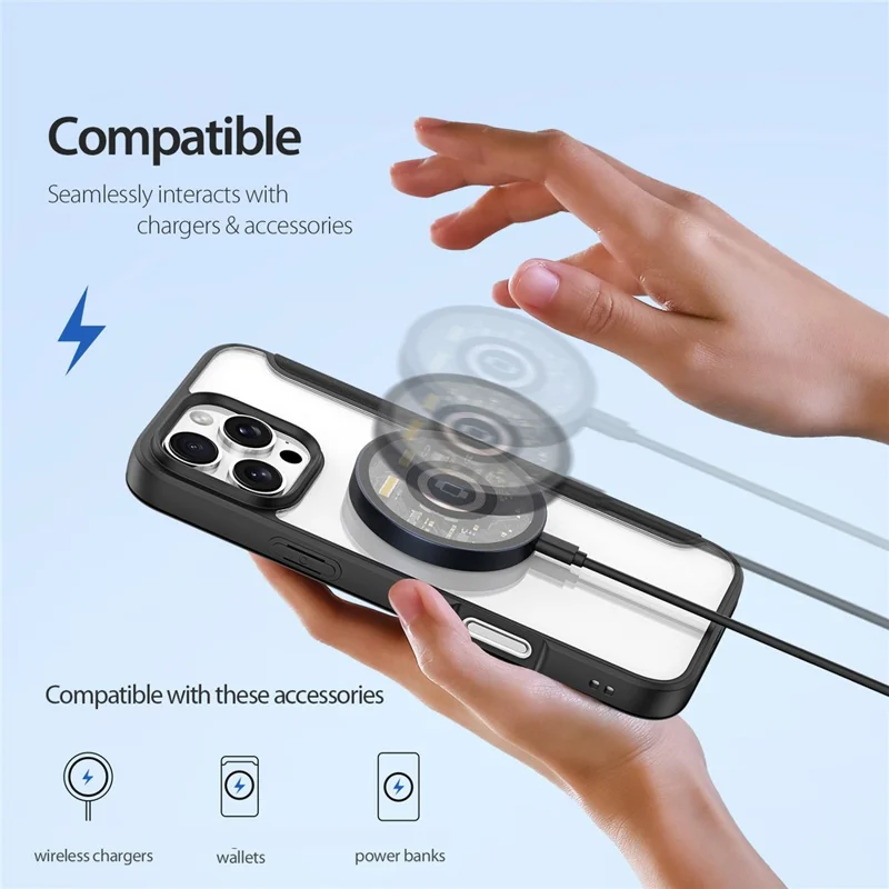 DUX DUCIS Skin X Pro for iPhone 16 Pro Max Magnetic Phone Case Card Holder Leather Cover - Black