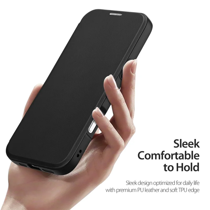 DUX DUCIS Skin X Pro for iPhone 16 Pro Max Magnetic Phone Case Card Holder Leather Cover - Black