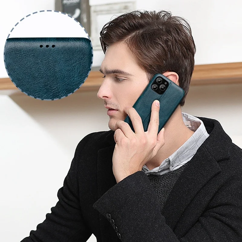 VIETAO For iPhone 13 Pro 6.1 inch Phone Case Anti-Fall Shockproof Case PU Leather Phone Cover with Stand / Card Holder - Brown