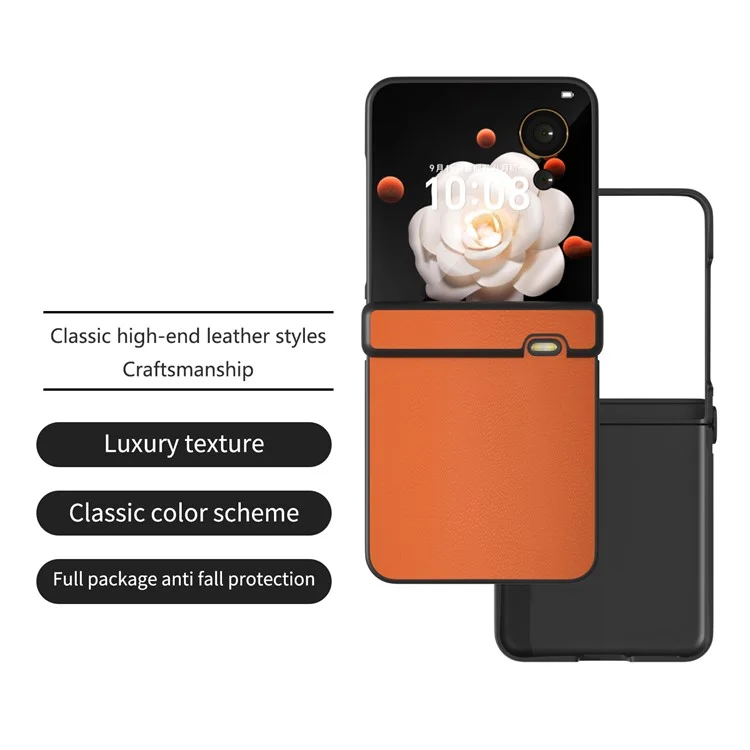 Étui Flip 5G Pour Honor Magic V - Protection de la charnière, en cuir PU et PC - Orange
