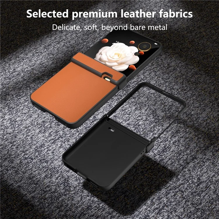 Étui Flip 5G Pour Honor Magic V - Protection de la charnière, en cuir PU et PC - Orange