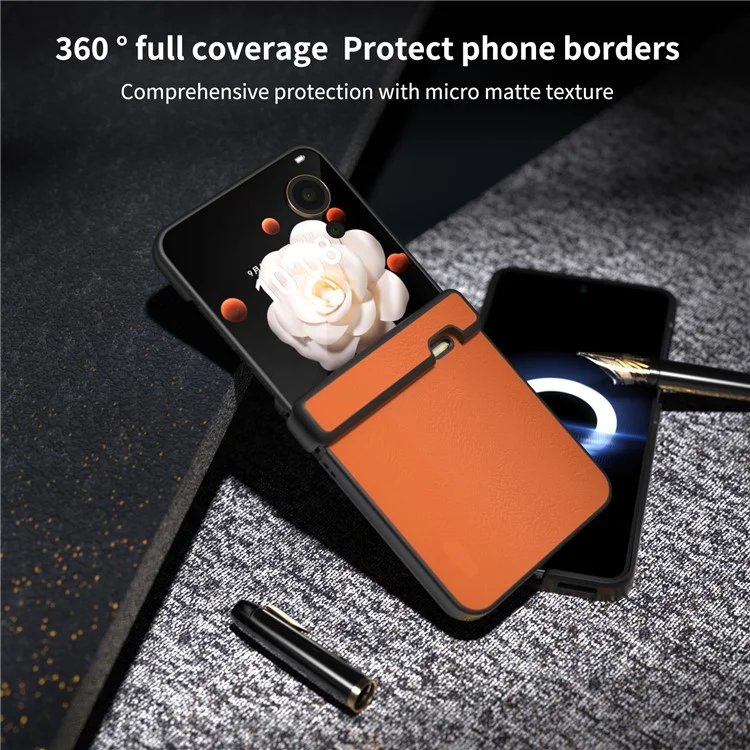 Étui Flip 5G Pour Honor Magic V - Protection de la charnière, en cuir PU et PC - Orange