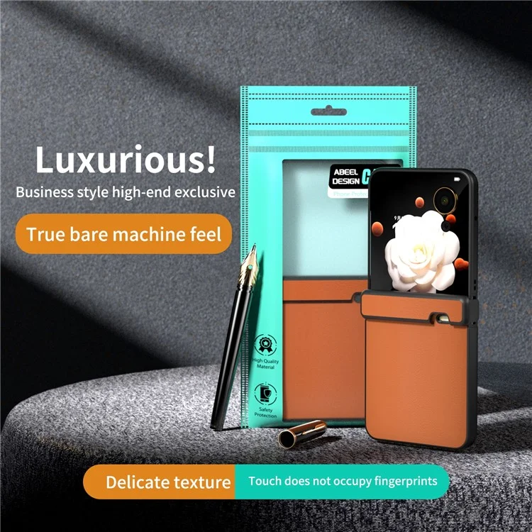 Étui Flip 5G Pour Honor Magic V - Protection de la charnière, en cuir PU et PC - Orange