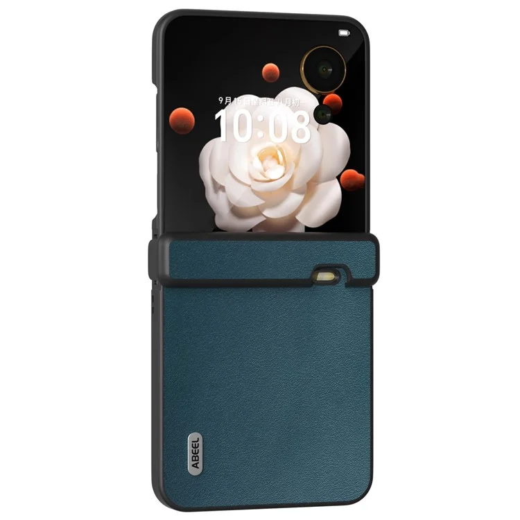 ABEEL For Honor Magic V Flip 5G Case Genuine Cow Leather+PC Hinge Protection Phone Cover - Verde
