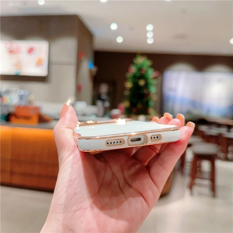 Для Iphone 15 Case Wave Frame с Love Heart Resised Comportion Coper Tpu Cover - Слоновая Кость Белая