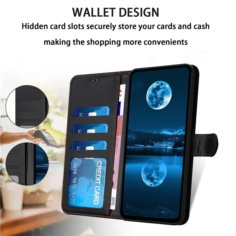 For Samsung Galaxy A14 5G / 4G Wallet Phone Case Leather Stand Cover - Black
