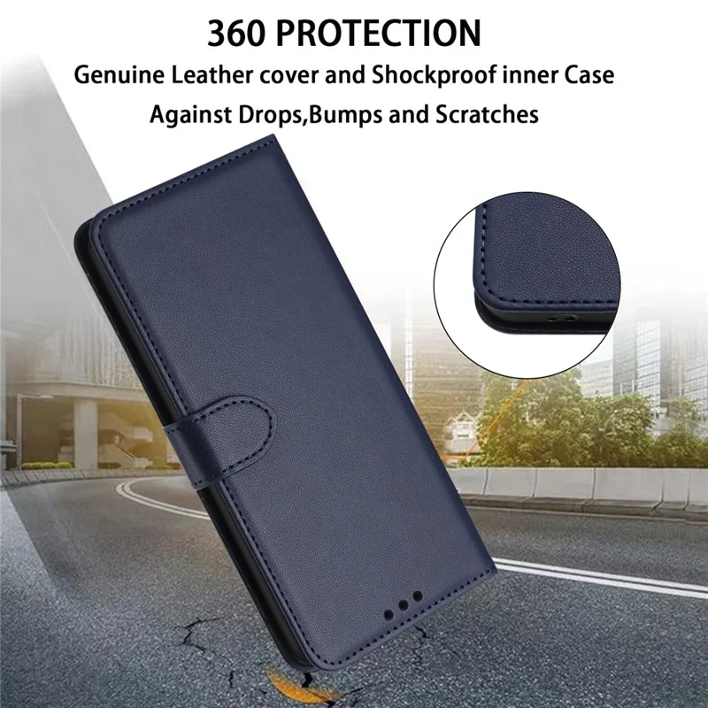 For Samsung Galaxy A24 4G (162.1 X 77.6 X 8.3mm) Case Stand Leather Wallet Phone Cover - Blue