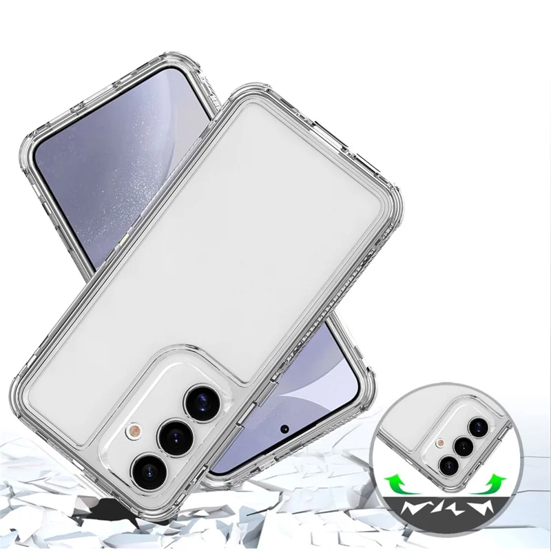 For Samsung Galaxy S24 Case 3-in-1 Acrylic+TPU Transparent Phone Cover